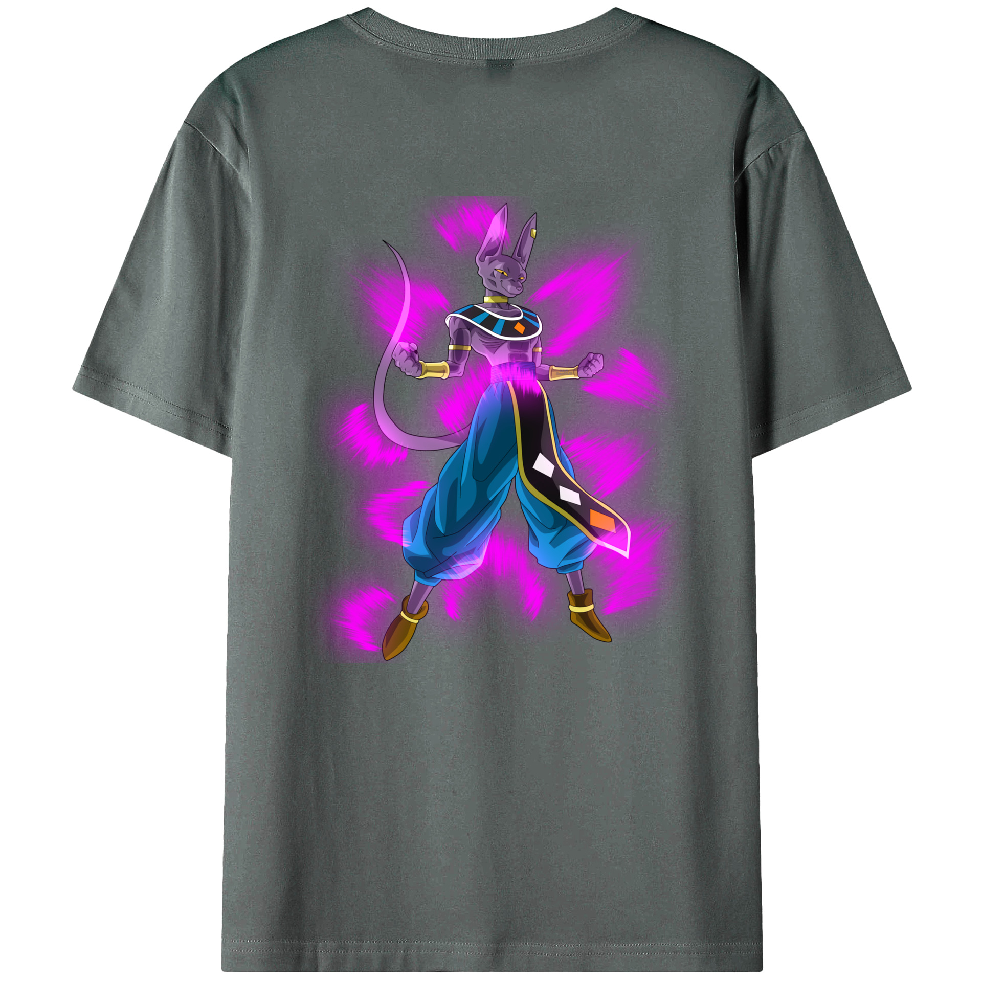 （画像用） ドラゴンボール ビルス 破壊神ビルス DRAGON BALL Beerus Birusu 綿100％ メンズ半袖Tシャツ（バックプリント） 通気性
